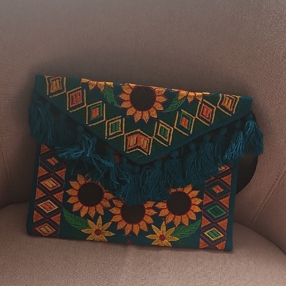 Colorful Embroidered Clutch